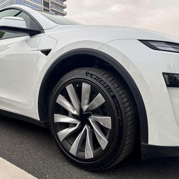 for Tesla Model Y 20 Inch Helix Wheel Rim Protector Hubcaps Helix Wheels Rim Cover Tire Trim Rings Matte Black 4Pcs Model Y Accessories