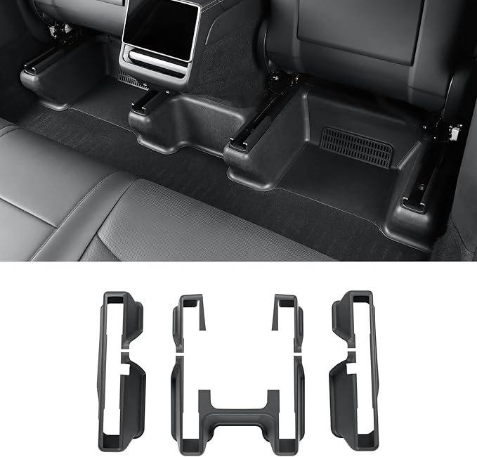 LUCKEASY 5PCS Seat Slide Rail Pad Cover for Tesla Model Y Juniper 2025 2026 Underseat Protector Seat Track Cover for Model Y Juniper Accessories TPE Black