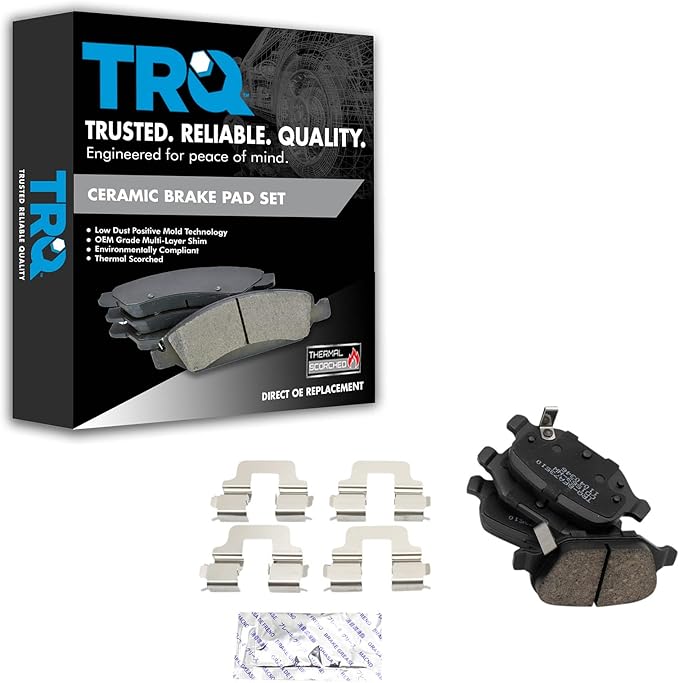 TRQ Rear Brake Pads Ceramic Compatible with 2012-2019 Fiat 500