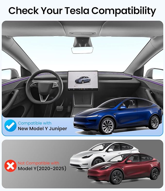 Zanch Upgraded Tesla Model Y Juniper Sunshade Roof [Snap-On, Damage-Free Install] Heat Insulation Custom Fit Glass Roof Sun Shade for Model Y Juniper Accessories 2025-2026, Black