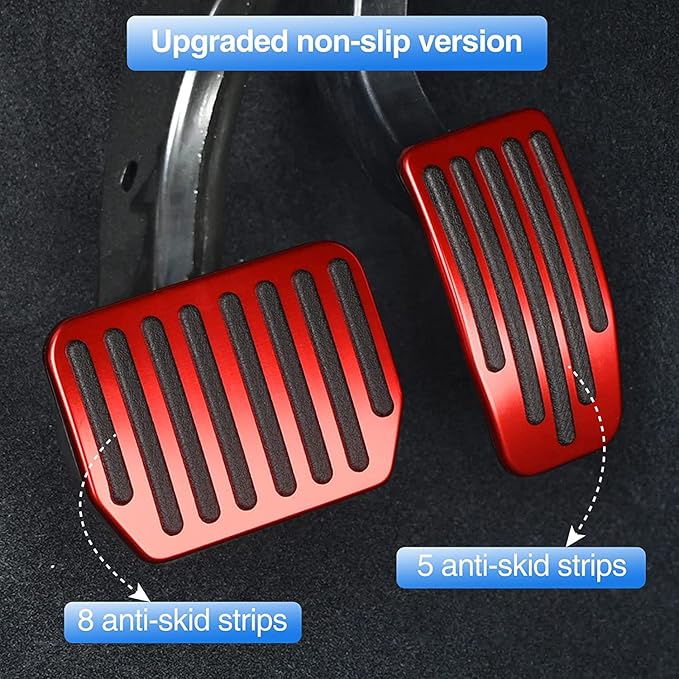 Foot Pedal Pads Set for Tesla Model 3 Model Y, Non-Slip Performance Aluminum Car Accessories Brake & Accelerator Pedal Covers for Model 3/Y (Red)