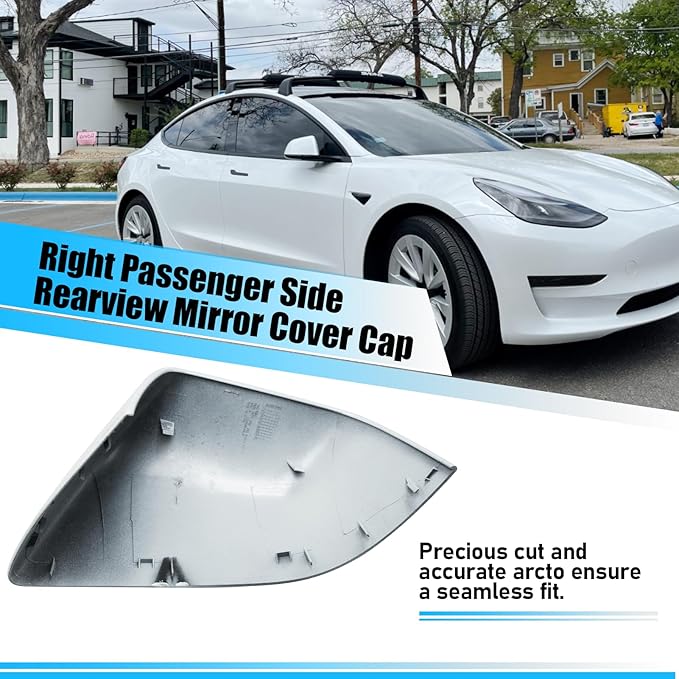 Jaronx Compatible with Tesla Model 3 Side Mirror Cover Replacement 2017 2018 2019 2020 2021 2022 2023 2024 2025, Passenger Side Rear View Door Mirror CoverCaps for Model 3 Accessories(Pearl White)