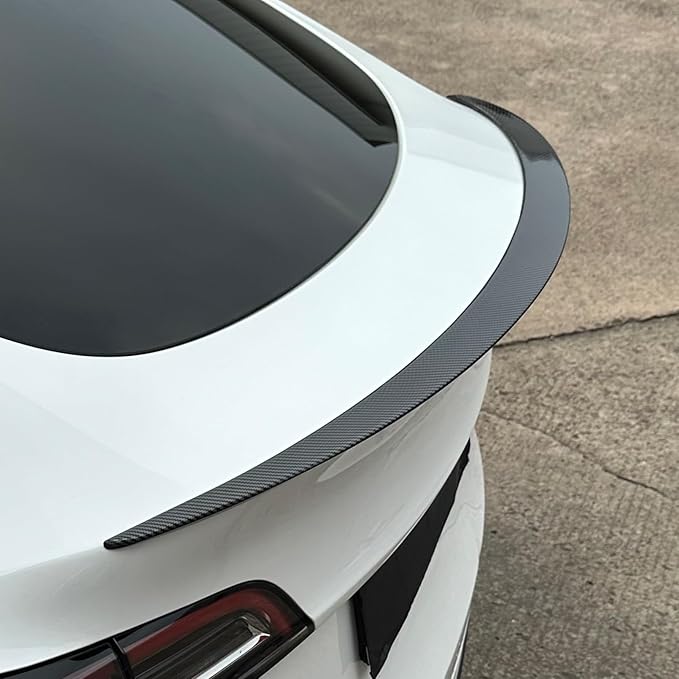 Spoiler Fit for Tesla Model Y 2020-2024, Upgrade ABS Material Rear Spoiler Wing OEM Rear Trunk Lip, Model Y Accessories, Glossy Carbon Fiber
