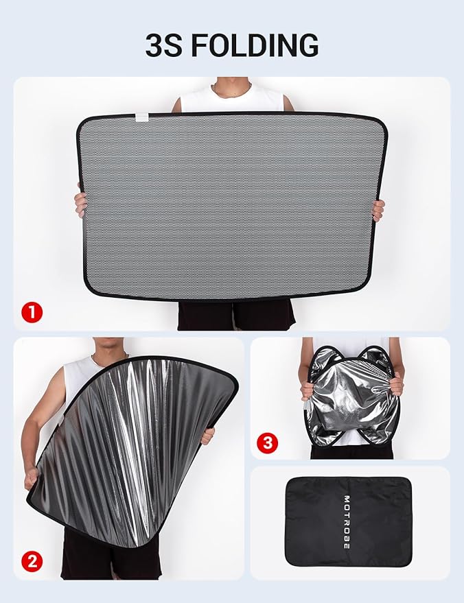 Motrobe 2026 Tesla Model 3 Highland Sunshade Roof [No Sag No Gaps] Glass Roof Sun Shade [Ice-Crystal Coatings] Sun Protection Heat Insulation Sunshade Model 3 Highland Accessories Black