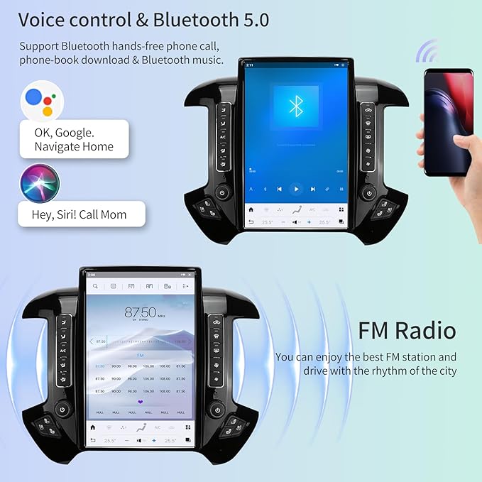 Car Radio for Chevrolet Silverado GMC Sierra 2014-2019 Update Replacement Head Unit 14.4 Inch 2K IPS Touch Screen Tesla Style Carplay Android Auto GPS Navigation Multimedia Play OEM 4.2 Inch（Black）