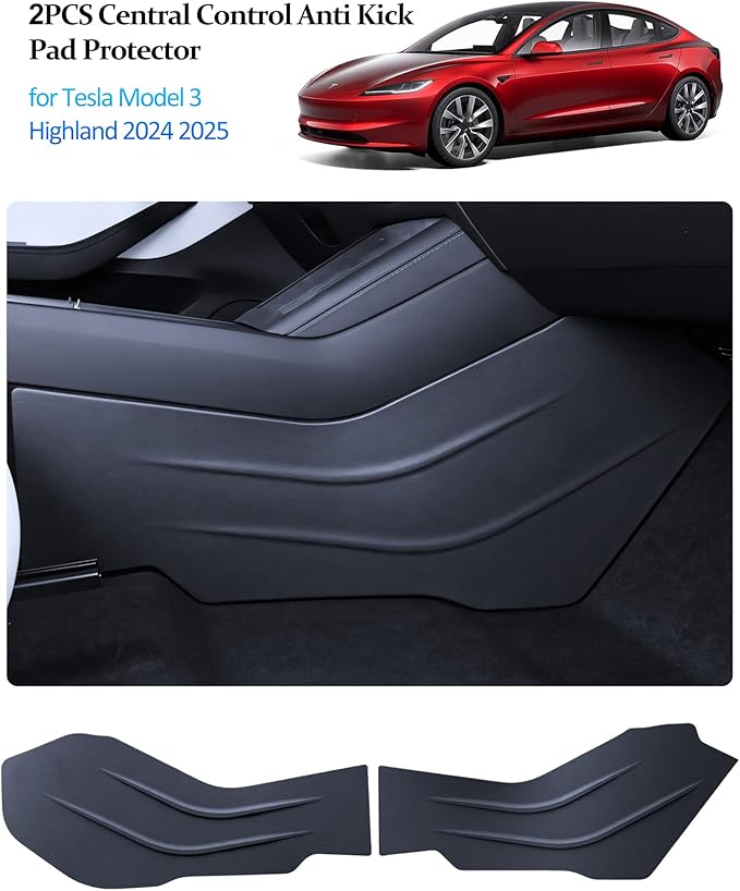 2025 Tesla Center Console Anti Kick Pad Protector Model 3 2024 Highland 2Pcs TPE Seat Anti-Dirty Mat Waterproof Dust Resistant Protector Cover Leather Pad Model 3 Accessories