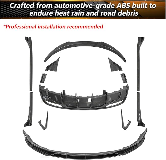 Full Body Kit for Tesla Model 3 Highland 2024-2026, Aero Package Front Lip, Rear Diffuser, Side Skirts, Rear Spoiler, Fog Light Trims Aggressive Performance Style Carbon Fiber look
