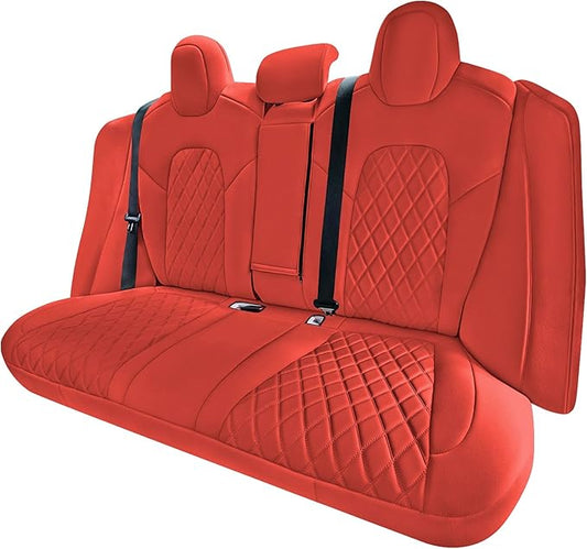 FH Group Custom Fit Car Seat Covers Specifically Made for 2017–2023 Tesla Model 3 Rear Set Solid Red Ultraflex Neoprene Car Seat Covers, Waterproof Automotive Seat Covers, Tesla Accessories
