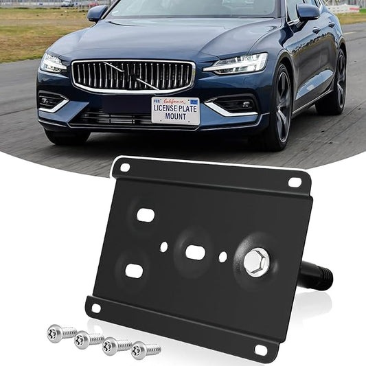 License Plate Holder Front License Plate Bracket No Drill Tow Hook Mount Anti-Theft License Plate Frame Compatible with Volvo S60 2019-2023, V60 2015-2023, XC60 2008-2017, XC60 2018-2023