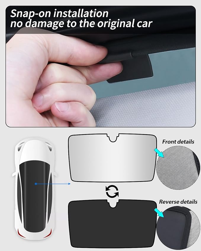 Roof Sunshade, Windshield Sunshade,Rear Windshield Sunshades,Glass Sunroof Shade UV Sun Blocking Heat Shade Comptatible with Tesla Model X