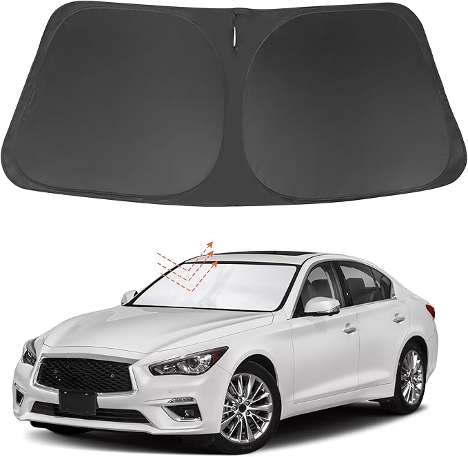YYCKE Windshield Sun Shade Accessories Compatible with 2014-2024 Q50 for Infiniti Foldable Sunshade Sun Visor Blocks UV
