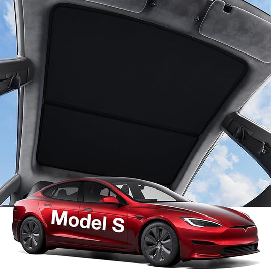 Wigoo Tesla Model S Sunshade Roof [Never Sag, Nano Ice-Crystal Coatings] 3-Gen Heat Insulation Glass Roof Sun Shade, Accessories for Tesla Model S 2020~2025, Tesla Interior Black
