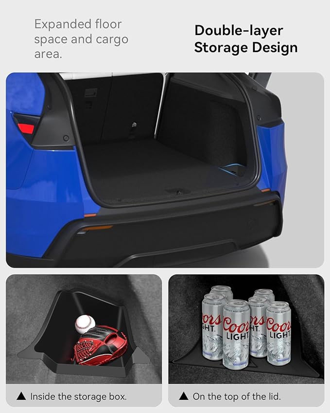 for Tesla Model Y Juniper Accessories (2025-2026) Trunk Storage Bins,Rear Trunk Organizer TPE Waterproof Trunk Storage Bins Side Box with Lids for Tesla Interior Accessories