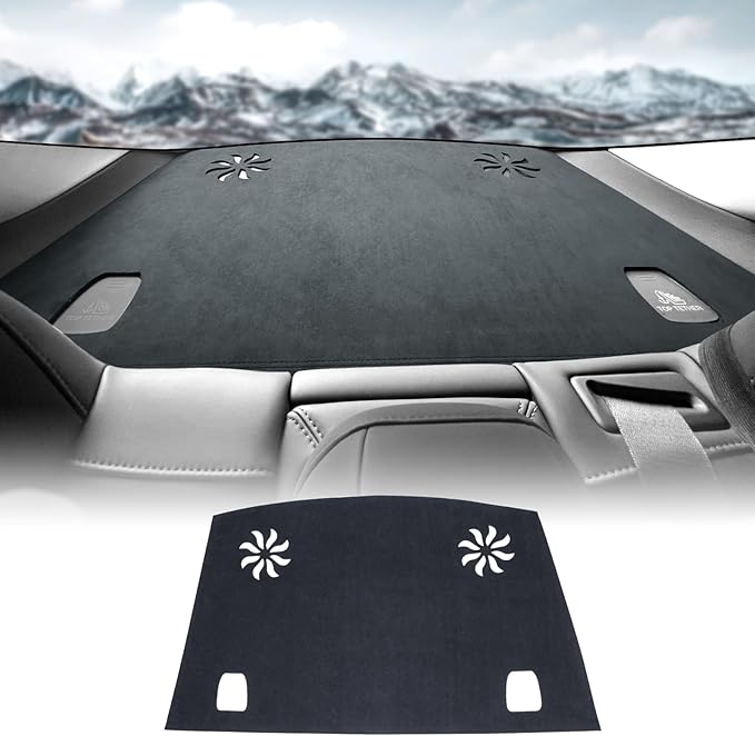 for Tesla Model 3 2024 Dashboard Cover Flannel Nonslip Car Dash Board Mat Decorative Cushion Light-Proof Pad Sunshade No-Glare Interior Auto Accessories (Rear Windshield Mats)