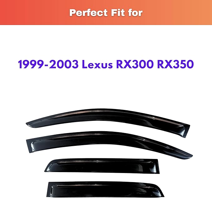 KPY Rain Guards Fit for 1999-2003 Lexus RX300 RX350, Out-Channel Window Visors Vent Wind Deflectors 4PC, Car Accessories for 99-03 Lexus RX Series