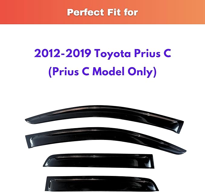 KPY Rain Guards Fit for 2012-2019 Toyota Prius C, Out-Channel Window Visors Vent Wind Deflectors 4PC, Car Accessories for 12-19 Prius C (Prius C Model Only)