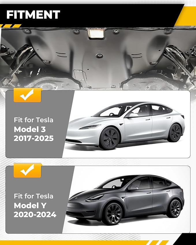 Aluminum Rear Skid Plate Fits for Tesla Model 3 2017-2025 & Tesla Model Y 2020-2024 Guard Plate Under Engine Guard Cover Chassis