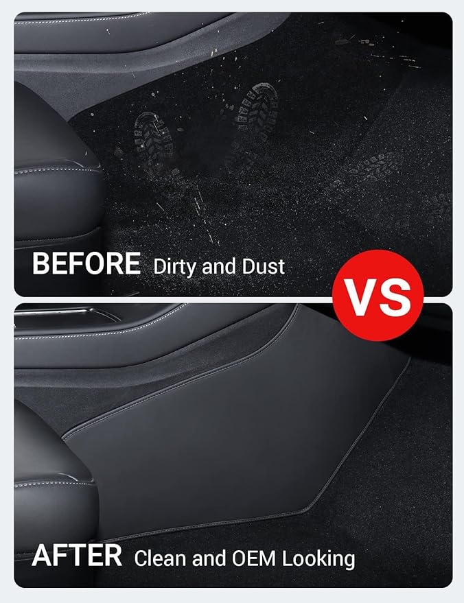 BASENOR Upgrade Center Console Side Anti-Kick Mats for Tesla Model Y 2020-2024 Waterproof & Dust Resistant Protector Cover Leather Pad Proprietary Design Model Y Interior Accessories 2PCS