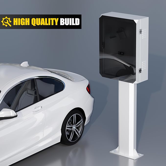 EV Charger Pedestal, Outdoor EV Charger Stand, Pedestal for Charging Station, Applicable to All Charging Case Styles, Floor Mounted, All Weather, Electric Vehicle Pile, Silver-Gray