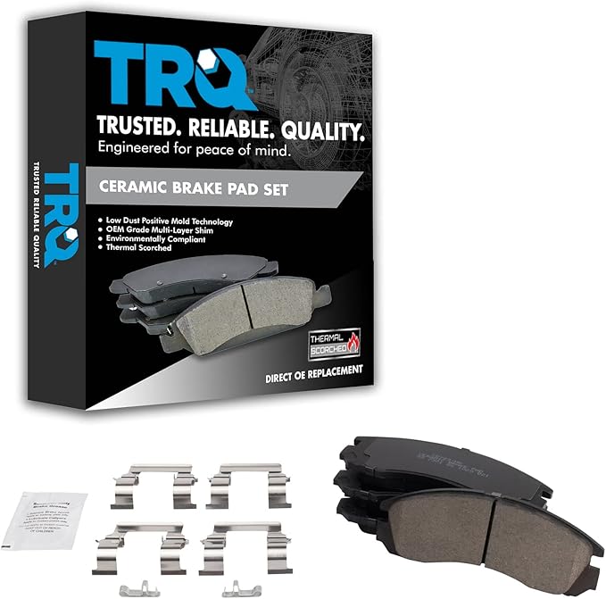 TRQ Front Brake Pads Ceramic Compatible with 1997-2004 Mitsubishi Diamante 2000 Eclipse Galant 2009-2014 Lancer 2005-2020 Outlander