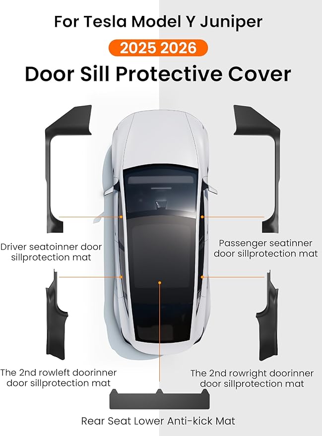 Door Sill Protector for Tesla Model Y Juniper Door Sill Guards Anti-Kick Full Protect Door Entry Cover for 2025 2026 New Model Y Accessories 5PCS