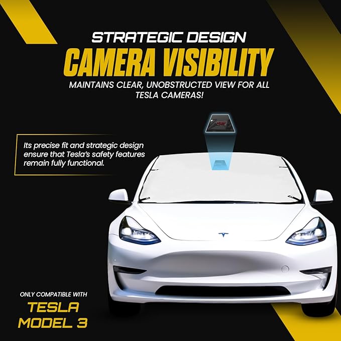 Tesla Model 3 Sunshade Roof, T-Shape Tesla Model Sunshade with Suction Tubes for Easy Installation, Tesla Model 3 Window Shade, Protects Tesla Model Interior, Enhances Driving Comfort