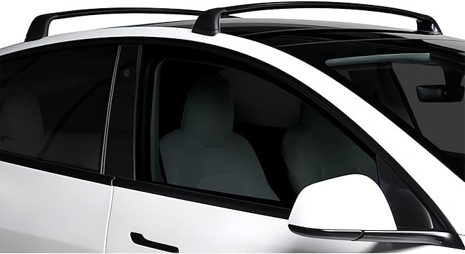 Frani Roof Rack for Tesla Model Y 2020-2027 - Lockable Aerodynamic Aluminum Cross Bars, Easy No-Drill Installation, Anti-Theft Locks Included