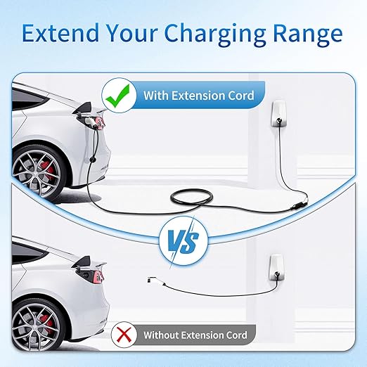 for Tesla Extension Cord 240V, Compatible with Tesla Model X/Y/3/S, 30FT Extra Long Charging Cable for Tesla Home Charging and Mobile Charger(30FT,White)