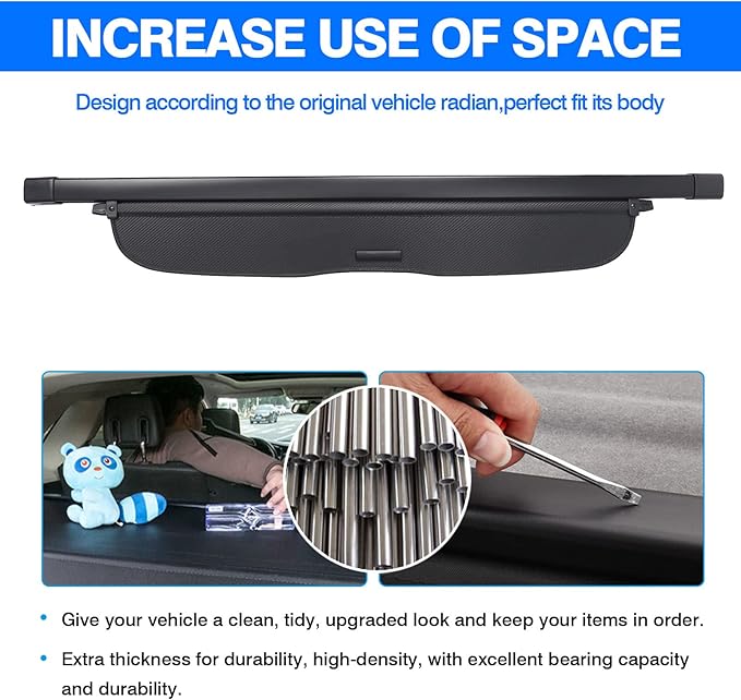 Powerty Cargo Cover for 2012-2016 Honda CRV Trunk Cover Retractable Trunk Shielding Shade Cargo for 2012-2016 CR-V Accessories Luggage Cover Black