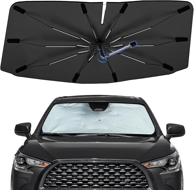 Windshield Sun Shade Umbrella for Toyota Corolla Cross 2022-2026, Foldable Sunshade for Car Front Window, 360 Rotation Automotive Interior UV Protection for Outdoor Parking