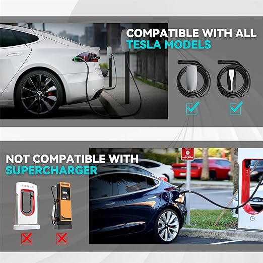 40ft 50A Tesla Extension Cord,12KW Tesla Charger Extension Cable, Tesla Charging Cable for Model Y/3/S/X/Cybertruck, Fits All Tesla Mobile Chargers or Wall Connectors, Tesla EV Extension Cord
