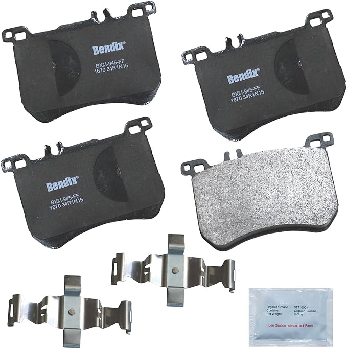 Bendix Priority1 CFM1670 Semi-Metallic Front Brake Pads for Mercedes-Benz SL400 2016-2015, SL450 2020-2017, SL500 2019-2013, SL550 2020-2013