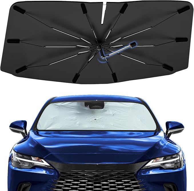 Windshield Sun Shade Umbrella for Lexus RX 2023-2026, Foldable Sunshade for Car Front Window, 360 Rotation Automotive Interior UV Protection for Outdoor Parking, Keep Car Cool