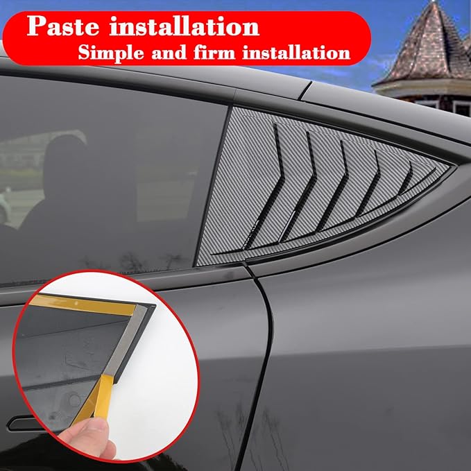 YHCDSEA for Model Y Side Window Louver Cover Sport Style for Tesla Model Y 2021 2022 2023 2024 2025 2026 Accessories (Glossy Carbon Fiber Pattern)