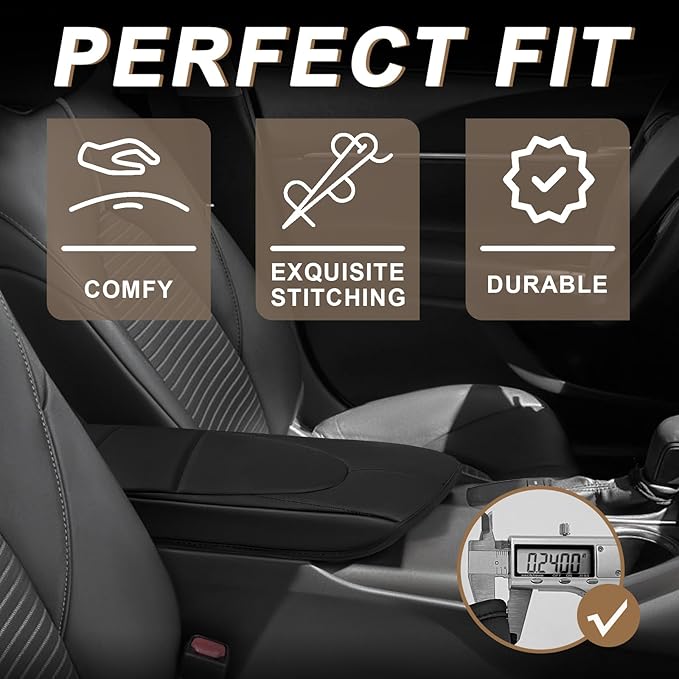 Muslogy Center Console Armrest Cover Fit for Toyota Camry 2018-2024 Accessories, Comfort Armrest Pad Console Lid Cushion Vegan Leather Regular Thick