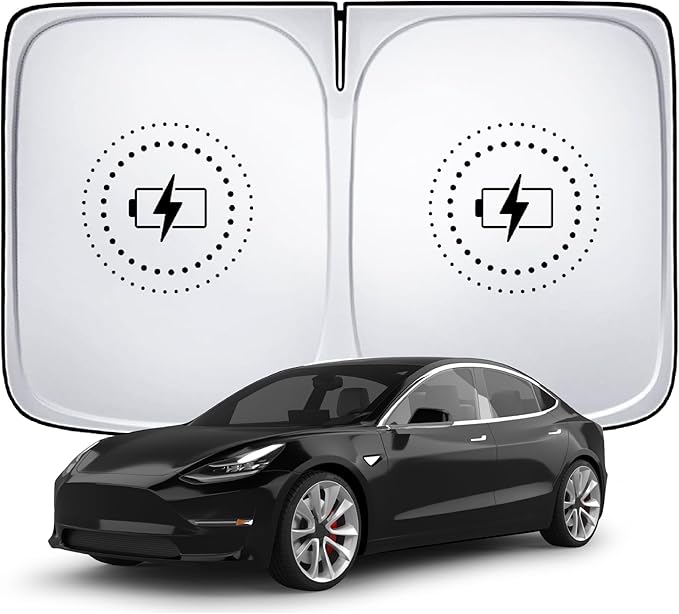 Tesla Model Y Window Shade, Tesla Model 3 Sunshade with Triple-Layer Insulation, Custom Fit Sunshade for Tesla S, X, 3 and Y. This is The Best Tesla Model Y Sunshade, You Should Try it!