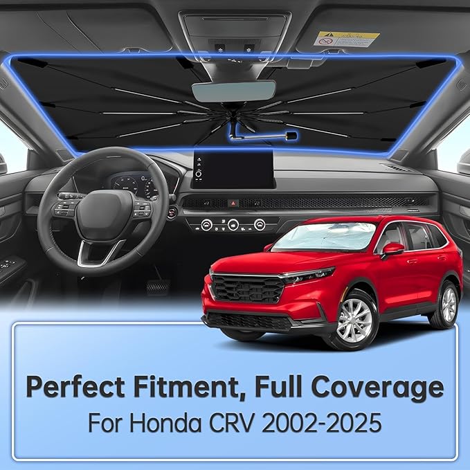 Windshield Sun Shade Umbrella for Honda CRV 2023-2026, 360 Rotation Car Sunshade for Front Window, Highly Reflective Sun Shield Visor for UV Protection, Keep Car Cool Accessories