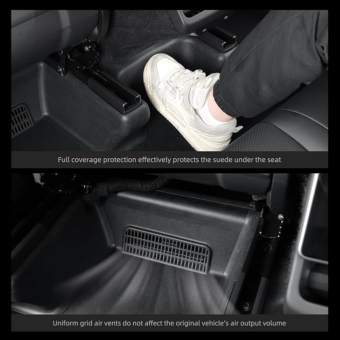 LUCKEASY 9PCS Seat Slide Rail Pad Cover & Under Seat Floor Mat for Tesla Model Y Juniper 2025 2026 Floor Mats Seat Track Scratch-Resistant for Model Y Juniper Accessories TPE Black