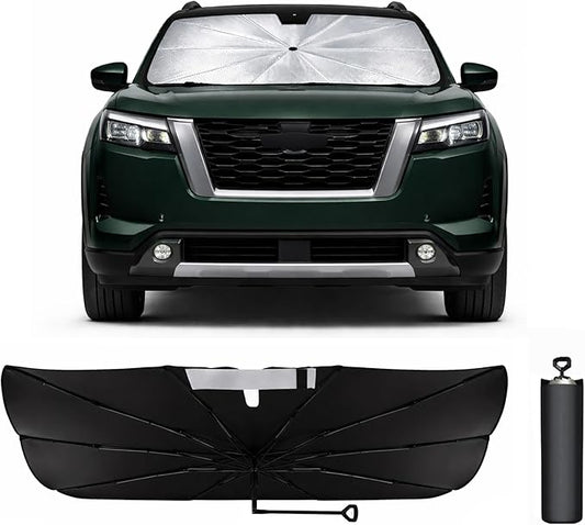 Car Windshield Sun Shade Umbrella - Custom-Fit for Ni-ss-an Pathfinder 2022-2024 Umbrella Sunshade,Easy Install,UV Protection & Heat Reflective,Keep Interior Cooler with Storage Bag