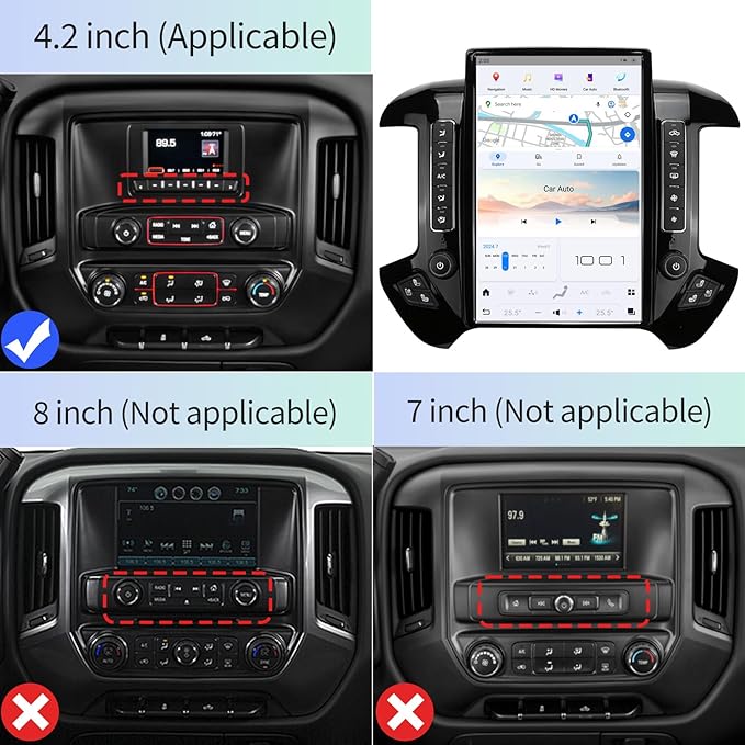 Car Radio for Chevrolet Silverado GMC Sierra 2014-2019 Update Replacement Head Unit 14.4 Inch 2K IPS Touch Screen Tesla Style Carplay Android Auto GPS Navigation Multimedia Play OEM 4.2 Inch（Black）