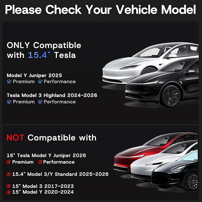 15.4 inch Screen Protector for Tesla Model 3/Y Accessories [Anti-Glare & Anti-Fingerprint] Front & Back Tempered Glass Screen Protector for Tesla Model Y 2025 & Model 3 Highland 2024-2026 - Matte