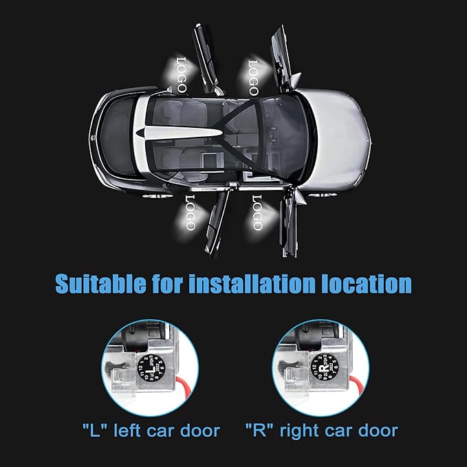 Upgraded Door Logo Lights, Compatible with Model Y 3 X S, Aluminum Alloy Welcome Lights, Never-Fade HD Projection Puddle Lights, Easy Plug & Play Installation Car Accessories (2 Pack)