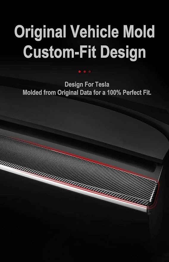 Dashboard Cover Wrap Compatible with Tesla Model Y 2019-2024 & Model 3 2021-2023, Interior Decoration Accessories, Not for Performance (Matte Carbon Fiber Pattern, 2PCS)