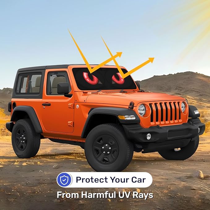 Horror Windshield Sun Shade for Car SUV Truck (55x30 Inches), Front Window Visor for Windows, Protector Blocks UV