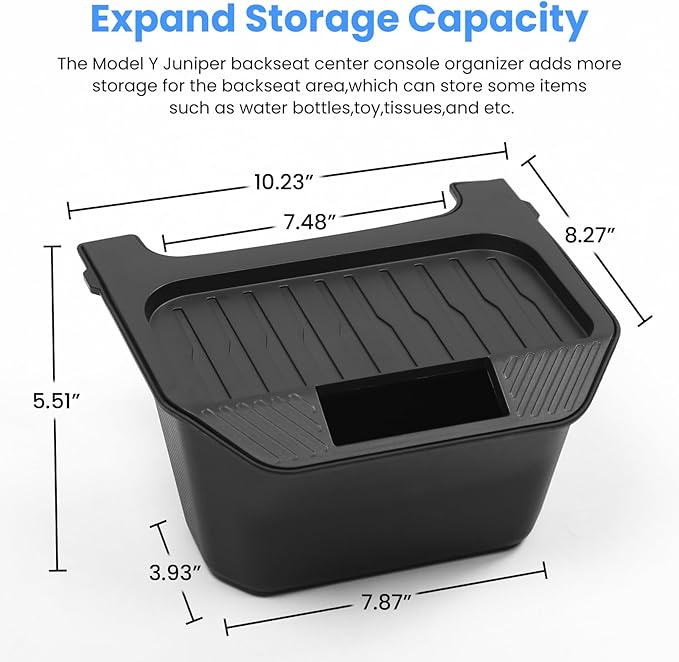 Shademax Custom for 2025 2026 Tesla Model Y Trash Can, Model Y Juniper Rear Center Console Organizer with Lid Cover, Backseat Storage Box Garbage Can Bin for 2026 Model Y Juniper Launch Accessories