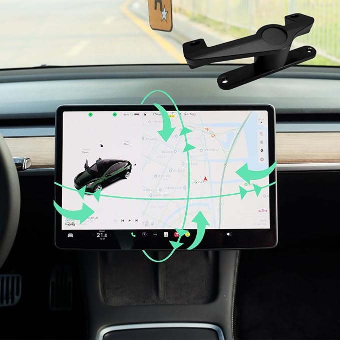 Tesla Screen Swivel Mount Tesla Model 3 Aluminium Alloy Navigation Bracket Screen Rotating Holder Can Rotate up/Down/Left/Right by 15~30° Apply to 2024-2025 Highland Mode3/Y