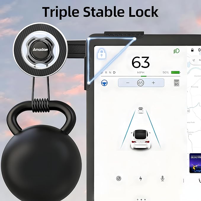 2025 Upgrade Tesla Phone Mount [N55 Strongest Magnet] [Non-Adhesive Version] Hands-Free No-Drop for Magsafe, Fits for Tesla Model Y/3/X/S/Cybertruck, Compatible with iPhone 17/16/15 All Phones