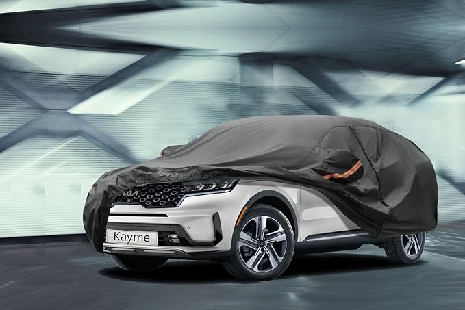 Kayme 7 Layers SUV Car Cover Custom Fit for Kia Sorento (2012-2025) Waterproof All Weather for Automobiles, Outdoor Full Cover Rain Sun UV Protection.Black