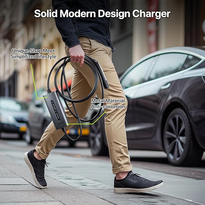 Tesla Charger 40A Level 2 EV Charger NACS 240V with 14-50 Plug 25 FT Cable 9.6KW Portable Tesla Charging Equipment 15-40 Amps Adjustable Current Mobile Electric Car Chargers for Model 3/S/Y
