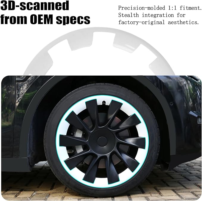 Wheel Rim Protect for Tesla Model Y 20" (2020-2024), Easy-Install Hubcaps Wheel Cover, Scratch-Resistant Car Tire Trim Rings, Stylish Design for Induction Wheels, Peal White 4Pcs Model Y Accessories